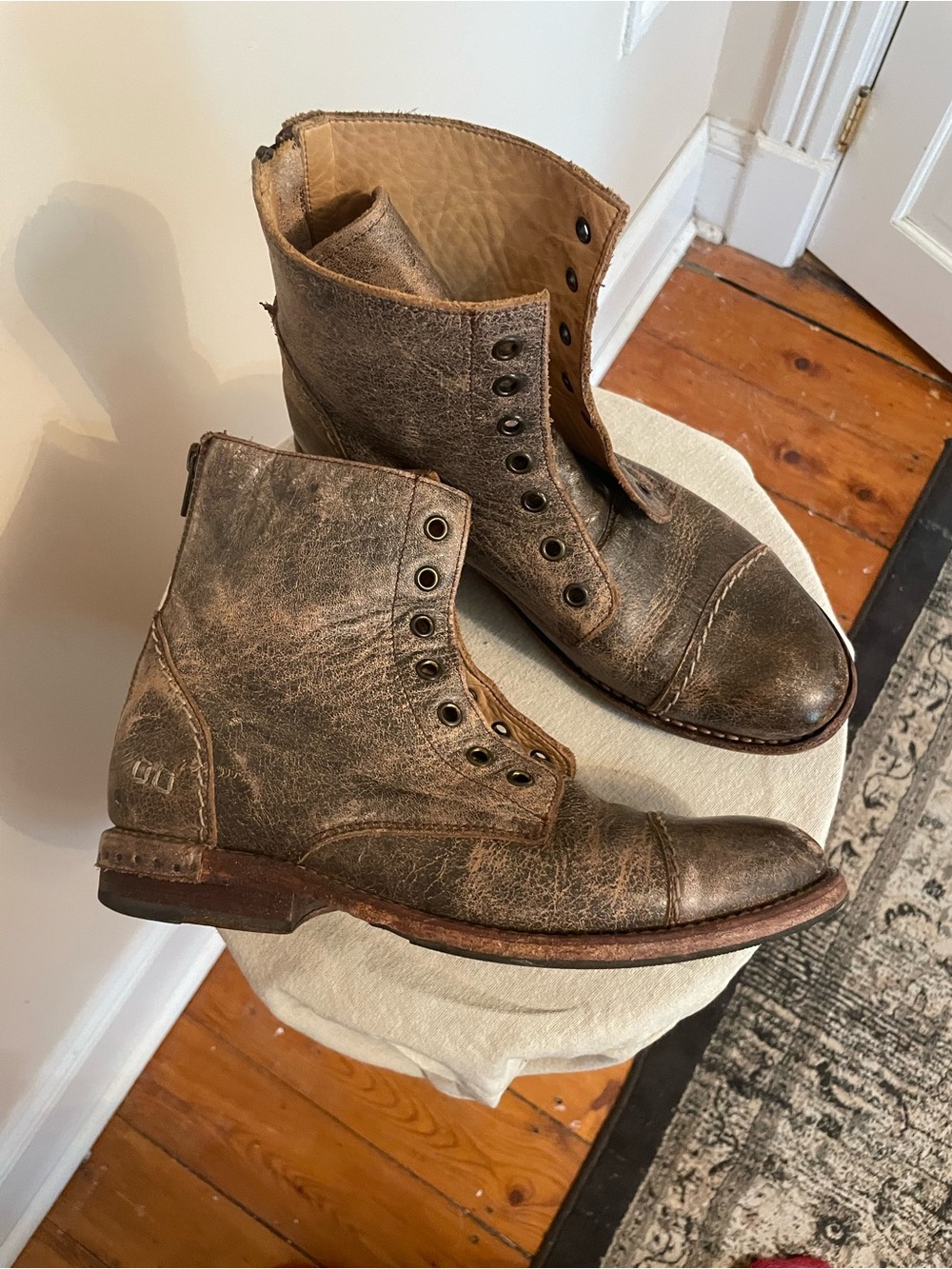 BedStu Distressed Tan Leather Ankle Boots - Picture 4 of 9